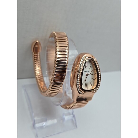 Sanda 1151 Rose Gold Snake Coil Bangle Rhinestone Roman Womens Watch New Battery main image 11